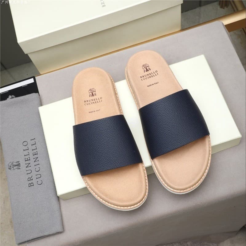 BC Genuine Leather Men's Slippers Export Men's Sandals Bru Luo Men's High-End Personality Trendy One-Strap Slippers