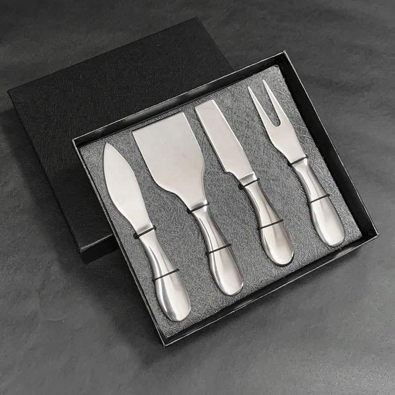 Cross-border stainless steel cheese knife gift set, household butter knife, fork, pointed knife, spatula 4-piece set