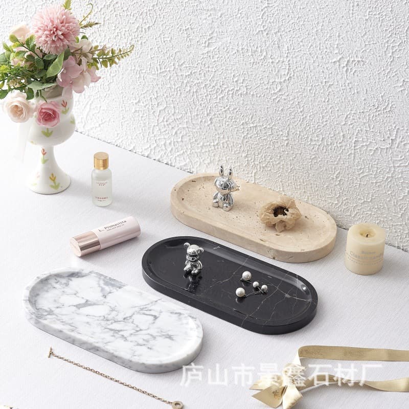 Natural Marble Aromatherapy Tray Living Room Entryway Storage Plate Jewelry Display Tray Desktop Tabletop Decoration