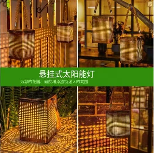 Best-selling Hanging Solar Square Lantern Light Outdoor Waterproof Garden Light for Villa Courtyard Landscape