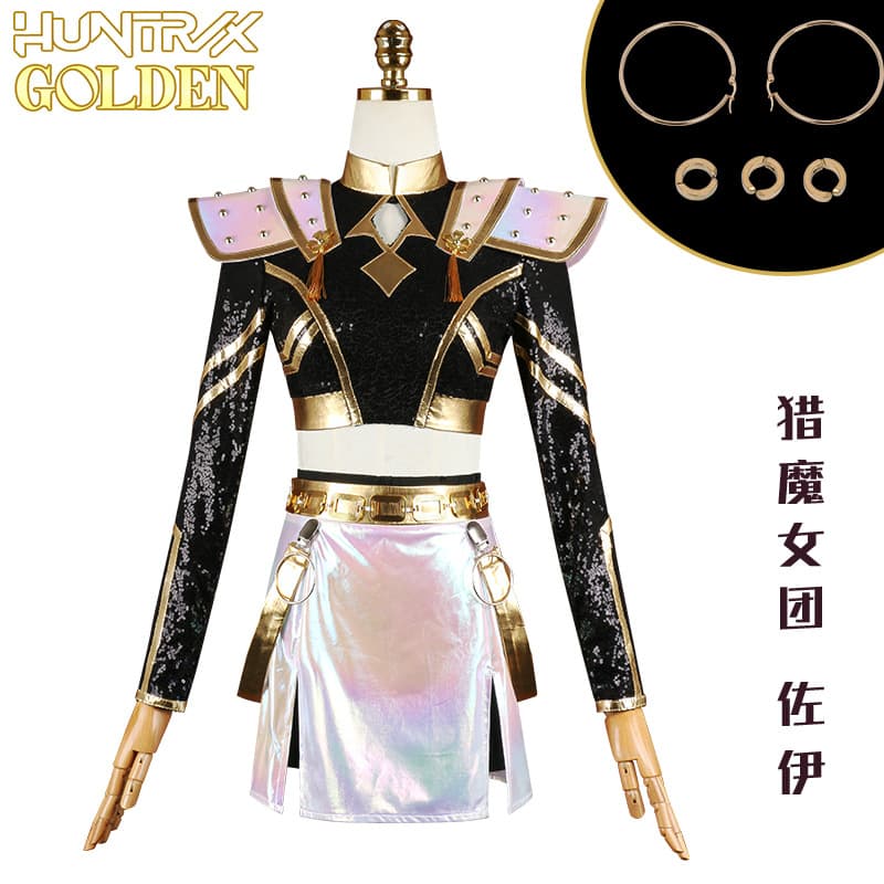 Kpop Witch Hunter Zoe Cosplay Costume Zoe Black Gold Stage Outfit Zoe Cosplay Anime Costume