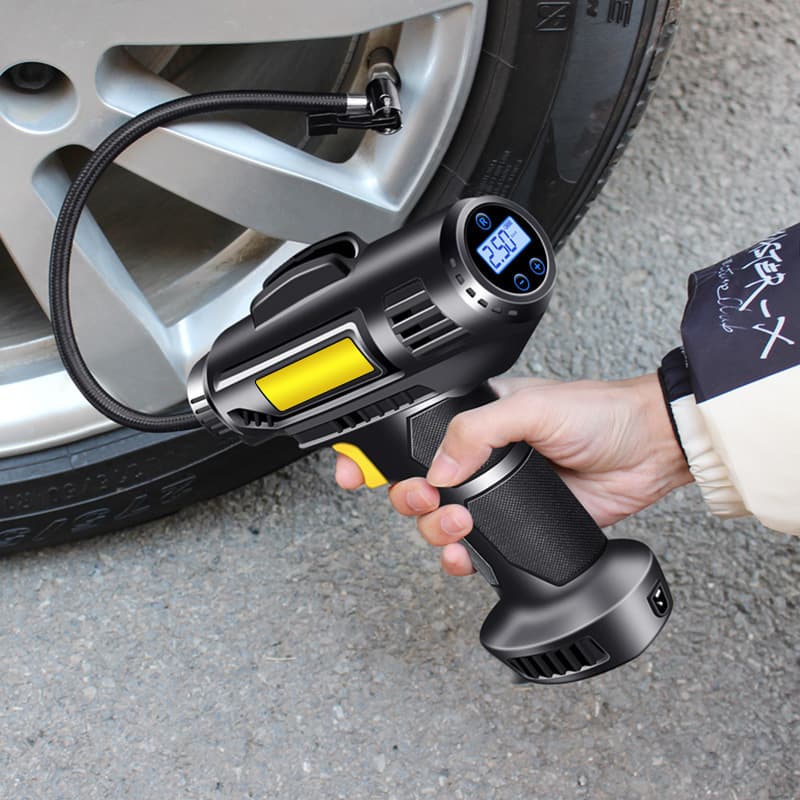 Portable Electric Air Pump for Cars And Bicycles Lithium Battery Powered Tire Inflator with Lighting And Pressure Gauge