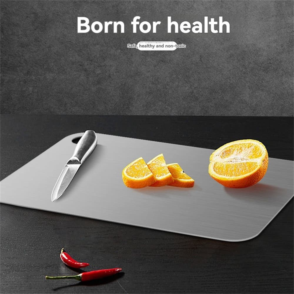 Cross-border Stainless Steel Double-Sided Cutting Board, Anti-mold, Antibacterial, Household with Holes, Kitchen Chopping Board
