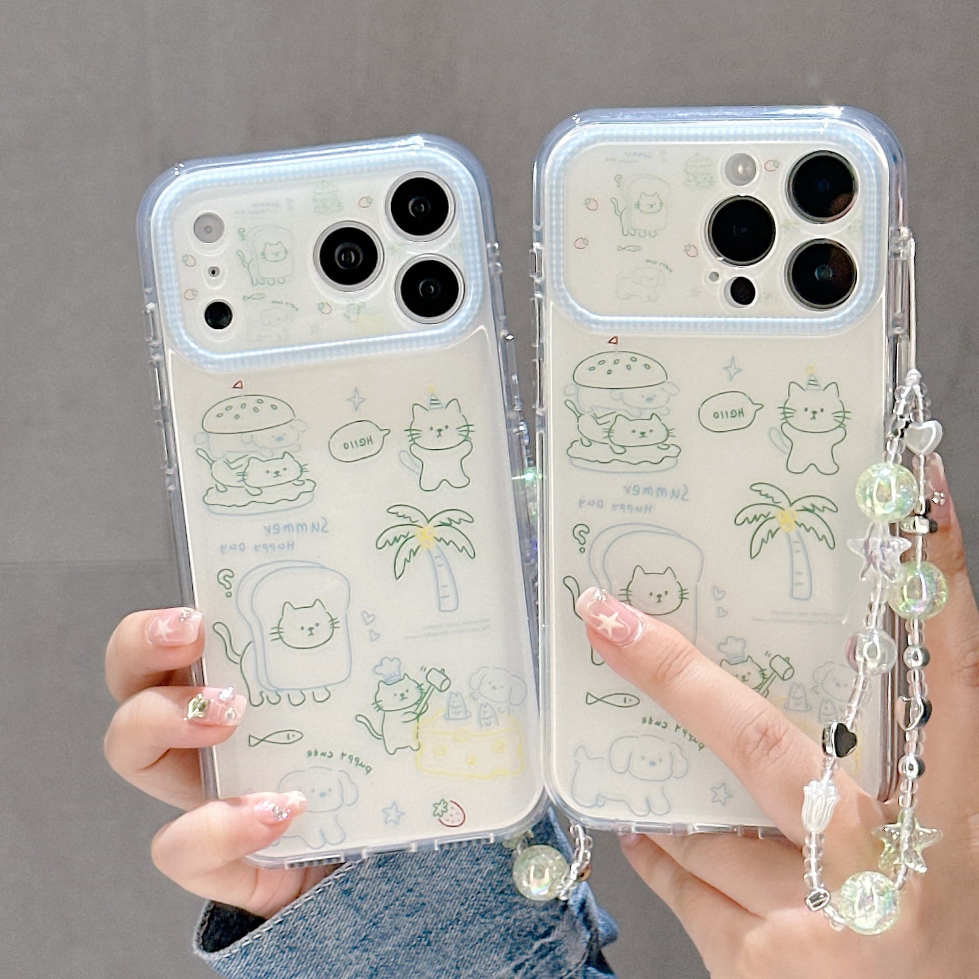 Fun Cartoon Compatible with iPhone 17 Pro Max Phone Case, Dual-Layer IMD with Wrist Strap, Full Coverage for iPhone 16