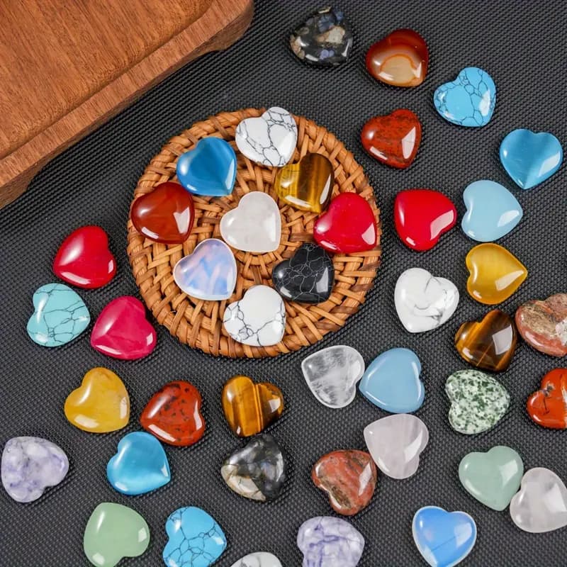 Factory Direct Natural Jade Crystal Gemstone Cross-border Hot Sale 20mm Heart Heart-shaped Home Decoration Ornament