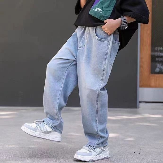 Boys Jeans Summer Thin Tencel Ultra-Soft Dad Pants Casual Versatile Long Pants Harem Style