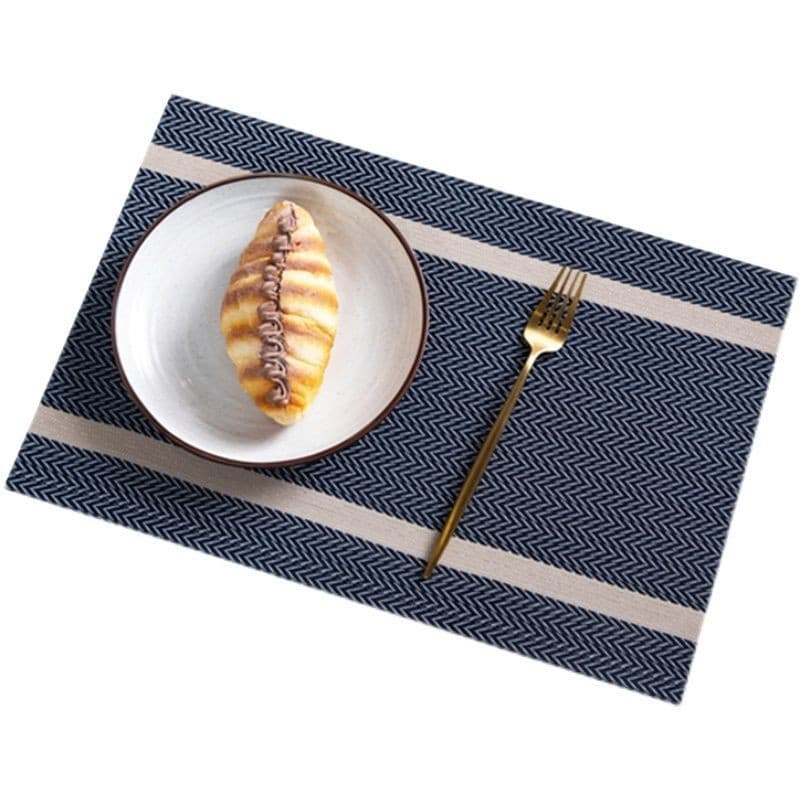 Horizontal striped placemat, cutlery mat, heat-insulating PVC, European light luxury, minimalist style, washable, waterproof, oil-proof, and heat-resistant.
