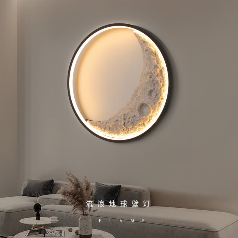 Moon Wall Lamp 2025 Background Decorative Light for Living Room Bedroom Crescent LED Energy Saving Light