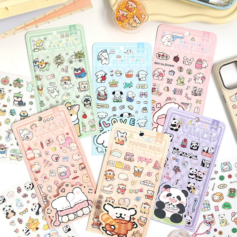 Cute Children's Stickers Korean Cartoon Style Scrapbooking Stickers Adorable Printed Sticker Decals Easy Peel off