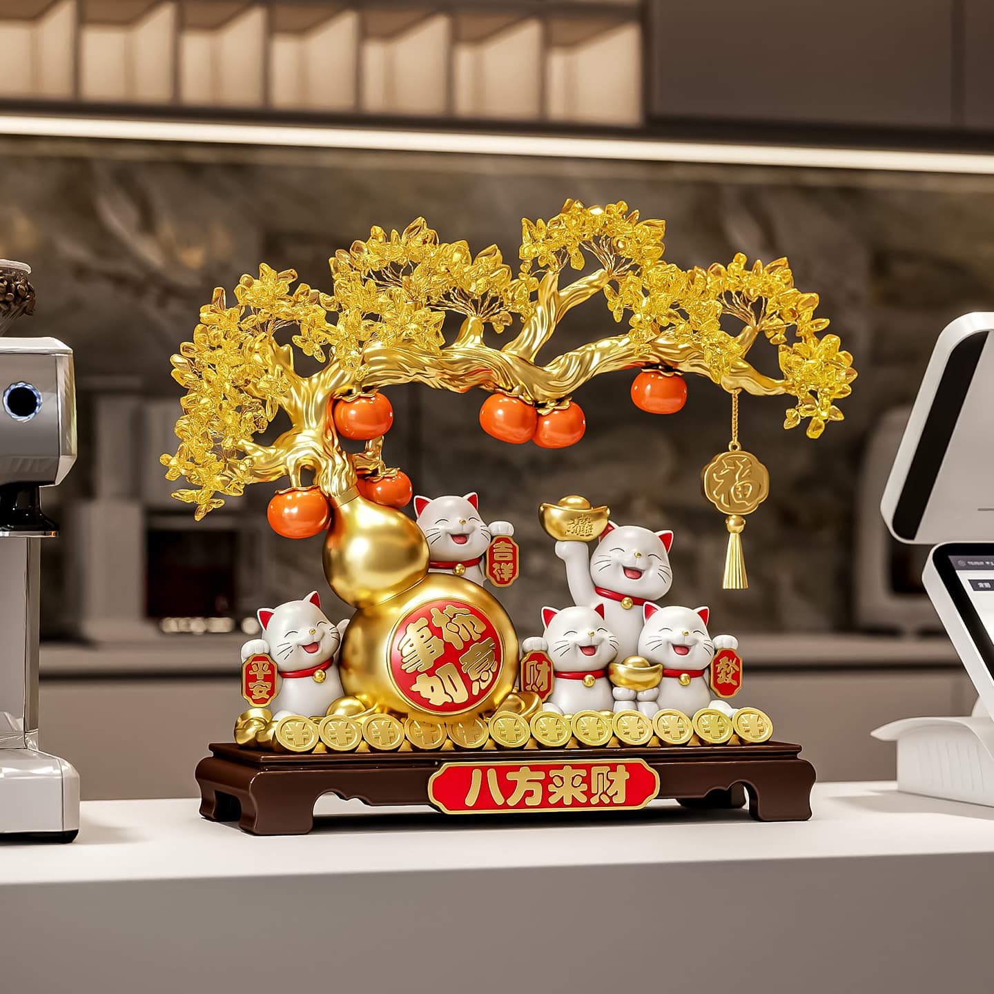 Fortune Cat Desktop Ornament for TV Cabinet, Entryway, Front Desk, Cash Register, Housewarming Decoration