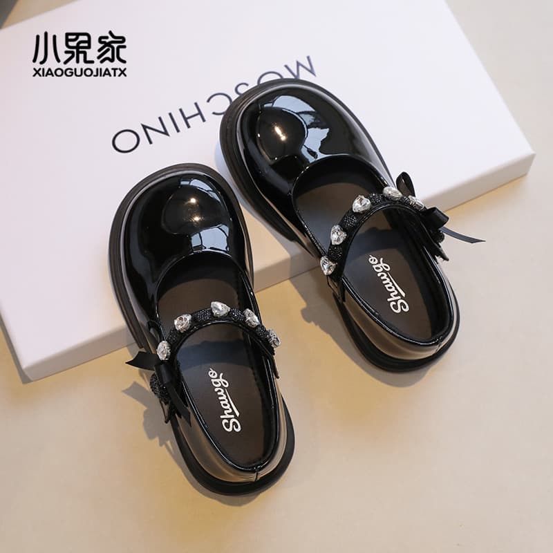 Girls Princess Shoes Black Leather Mary Janes Autumn Spring Flat Shoes for Little Girls Children Performance Shoes Fall