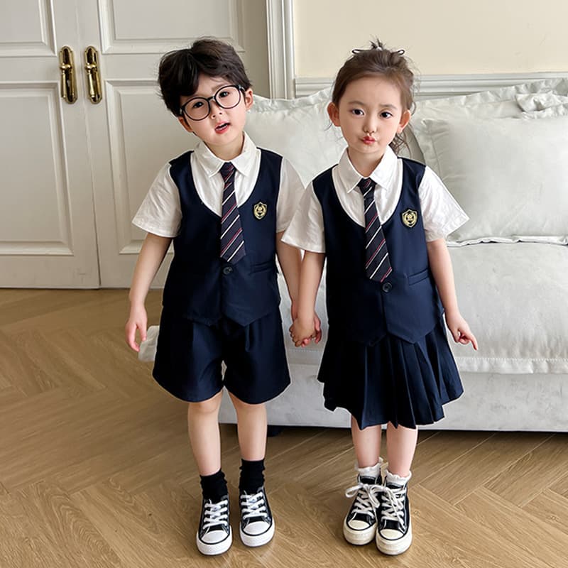 Kindergarten Preppy Style Sibling Matching Outfit Summer Elementary Graduation Photo Clothing Baby Children's Day Performance Costume