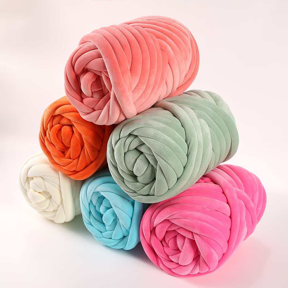 Crystal Fleece Core-Spun Yarn 3cm Thick Amazon New DIY Hand-Knitted Blanket Yarn Fabric Strips Pillow Cat Bed Thread