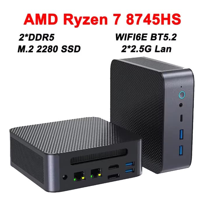 H90 Plus Mini Host Ryzen R7-8745HS High-End Gaming Desktop Business Office Industrial Control Small Computer