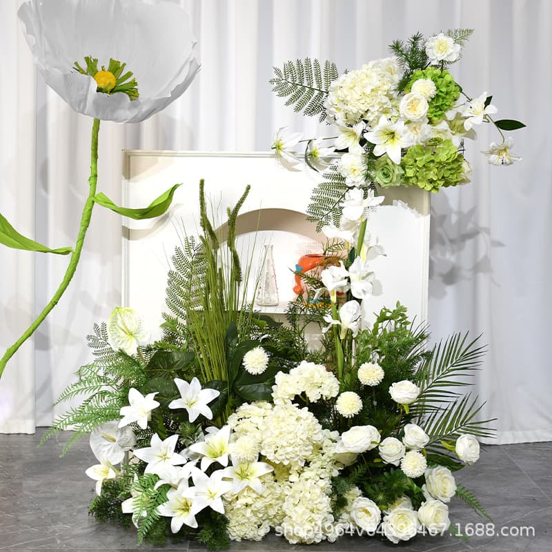 Wedding White Series Artificial Flower Ceiling Decoration, Aisle Guide, Wedding Hotel Decoration, Flower Arrangement, Home Decor Ornaments