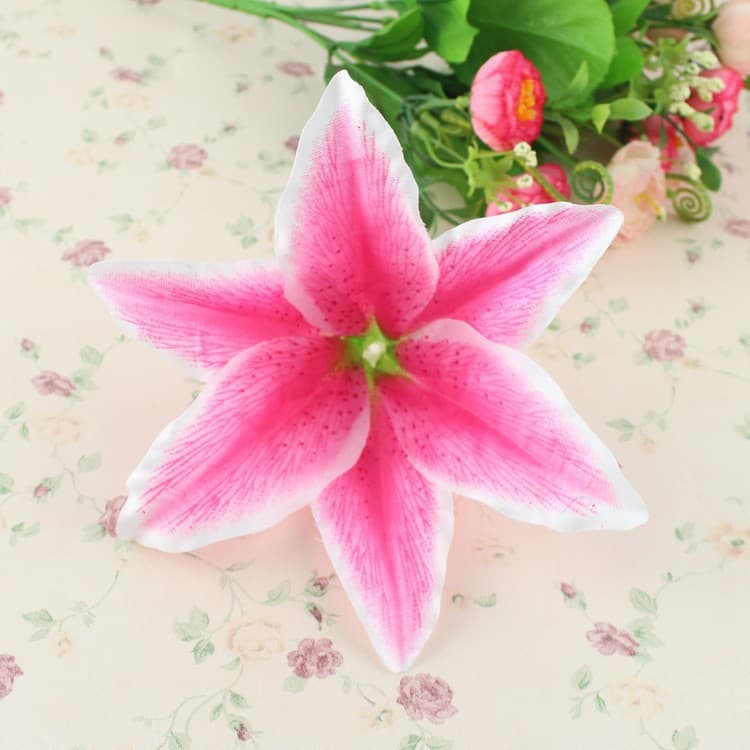 Directly from the Manufacturer: 18cm Artificial Lily Flower Head with Core, Silk Flower Decoration, Wedding Flower, Arch Decoration Fabric Flower
