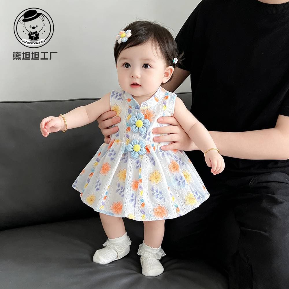 Baby Summer Thin Sleeveless Romper Princess Dress 2026 New Arrival Floral Bodysuit Dress for Infant Girls