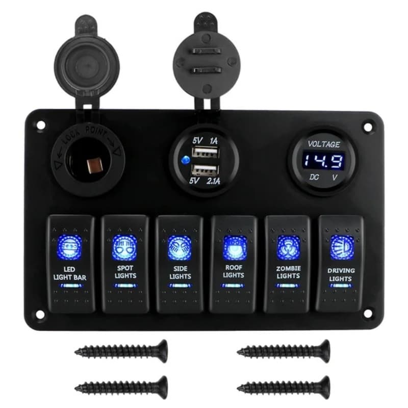 RV Yacht 6+3 Automotive Modified Position Combination Panel Switch Rocker Switch Voltmeter Power Socket with USB