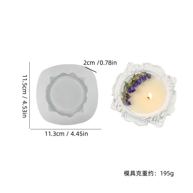 Petal Relief Candle Holder Silicone Mold, Peach Blossom Candle Holder, 3D Flower Aromatherapy Candle Relief Tray Plaster Mold