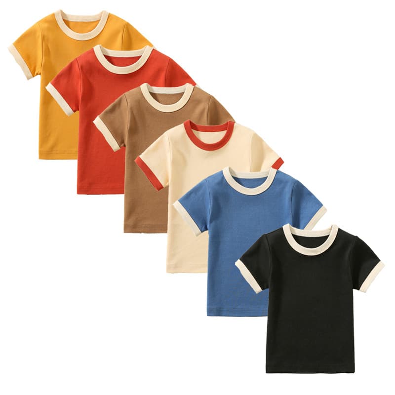 Trendy Kids Short Sleeve T-Shirt for Boys and Girls Baby Summer Solid Color Half Sleeve Children T-Shirt Wholesale
