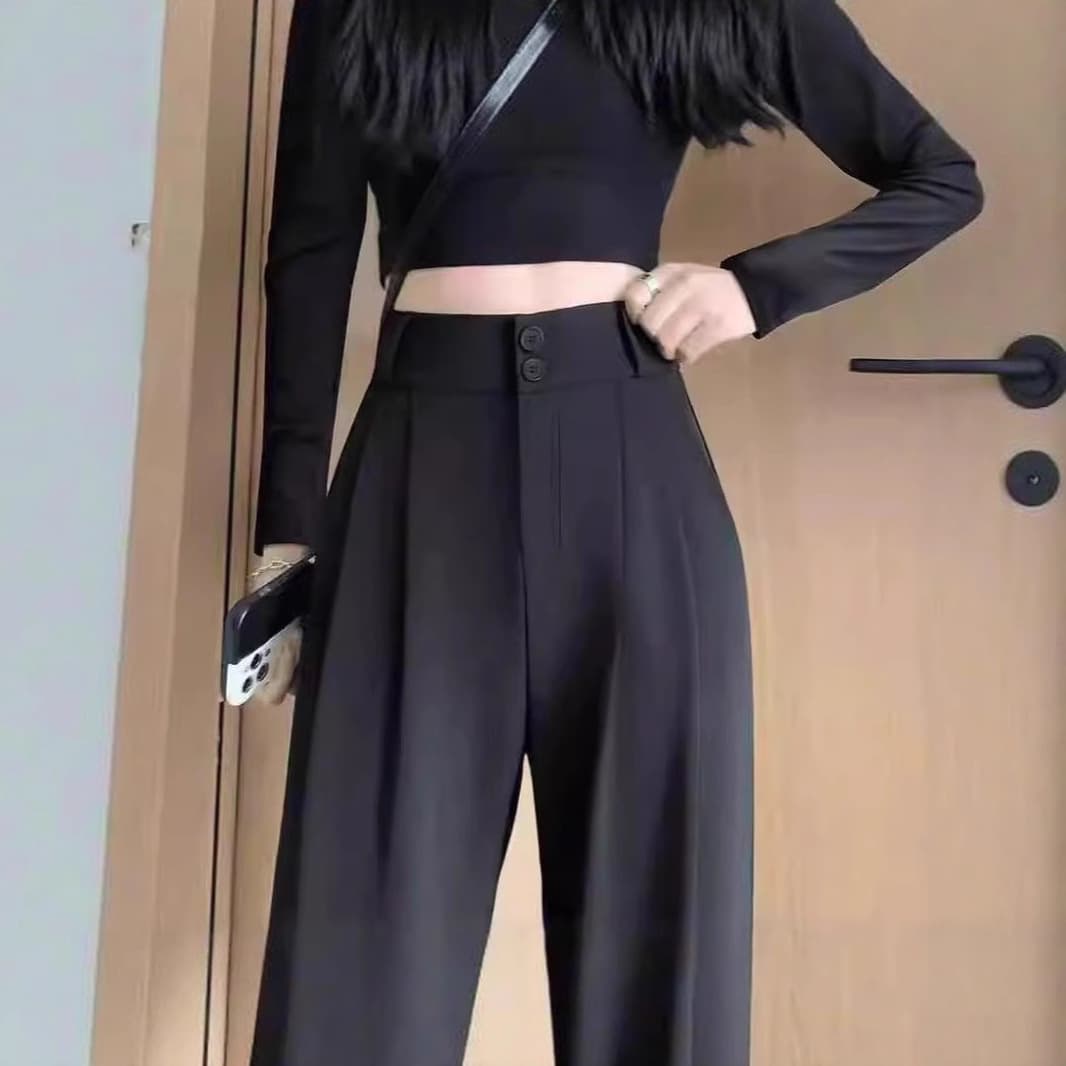 New Spring/Summer Slim Fit Wide-Leg Pants for Women - Versatile Suit Pants - Loose, Casual, Flowy Straight Leg Pants - Trendy