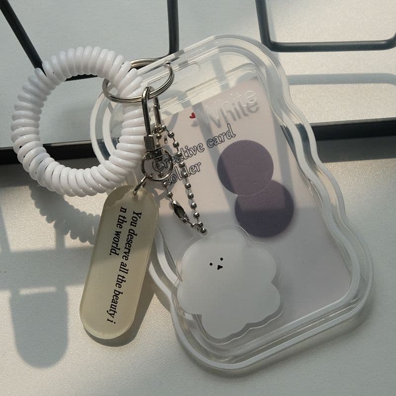 Ins Transparent Student Card Holder Meal Card School Spring Clip Pendant Keychain Instant Camera Cross-border 3-inch Xiaohongshu