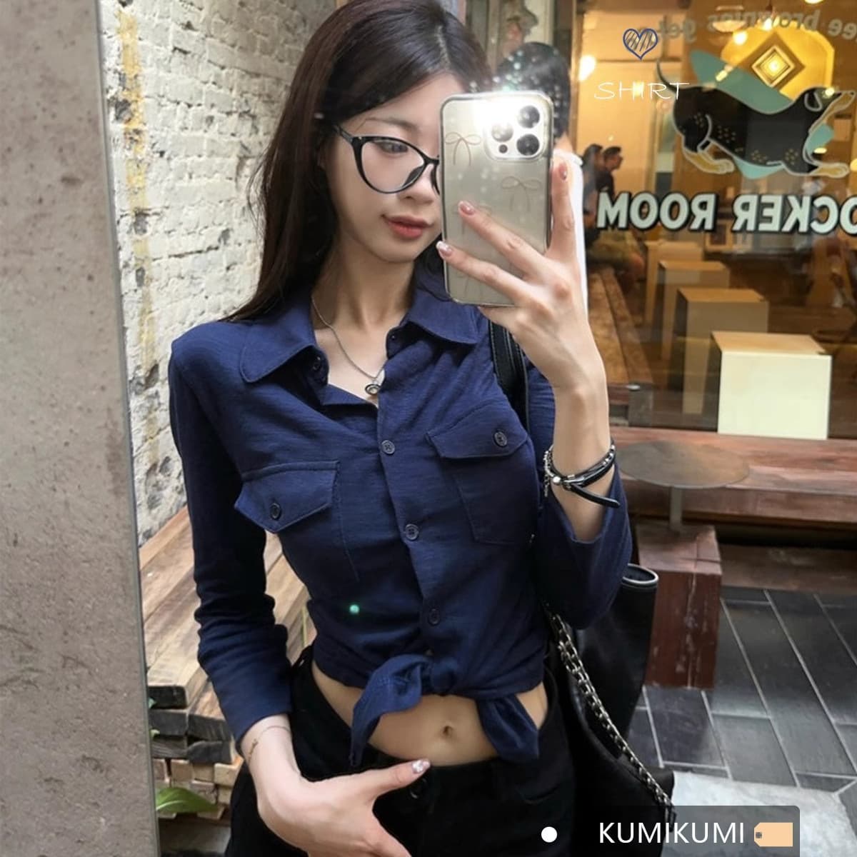 Temperament Pure Desire Sexy Lapel Long Sleeve Shirt Women's Early Spring Slim Waist Strap Shirt Solid Color Cardigan Top