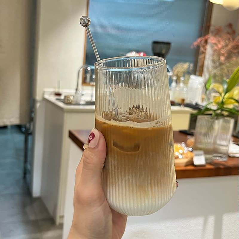 Japanese Ins Style Water Cup, Glass Cup, Heat Resistant Milk Cup, Iced Coffee Cup, Juice Cup, Soda Drink Cup, High Temperature Resistant