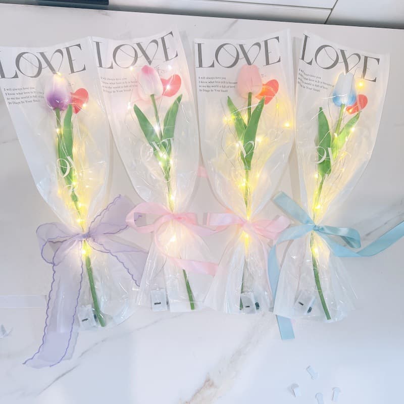 Single Tulip Bouquet for Valentine's Day, Qixi Festival, Company Anniversary, Shopping Mall Events, Street Stall Gifts for Mother or Girlfriend