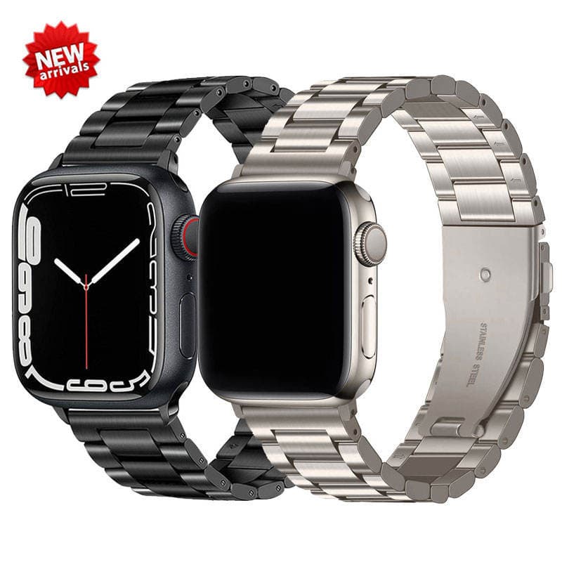 Compatible with Apple iWatch Series, Apple Folding Buckle Stainless Steel Metal Three-Link Watch Band