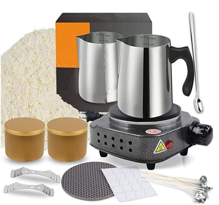 Candle Making Kit Electric Hot Plate Includes Melting Pot Soy Wax Wick Stickers Center Device Electric Heat Melting Pot
