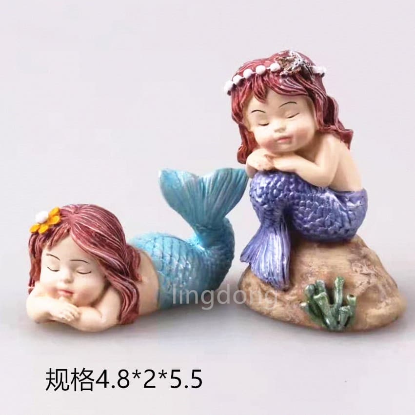 Mermaid Ship Craft Resin Ornament Fish Tank Aquarium Decoration Micro Landscape Creative DIY