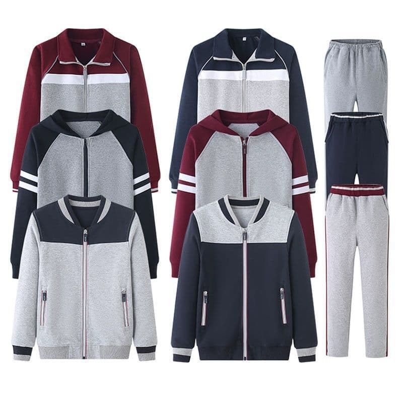 Children's Spring/Autumn School Uniform Maroon Navy Light Grey British Style Baseball Jacket Middle School Boys' Sports Set