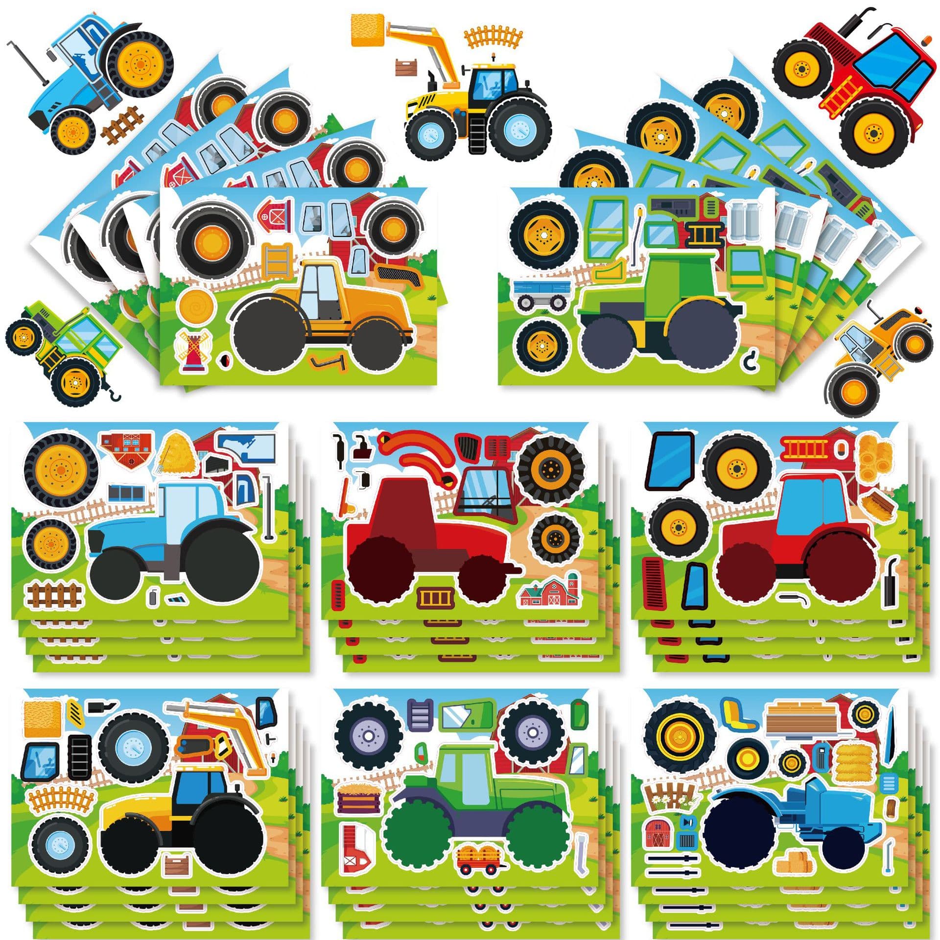 CM2408003 Farm Tractor Kids Anime Parent-Child Interactive Puzzle Sticker DIY Face Sticker