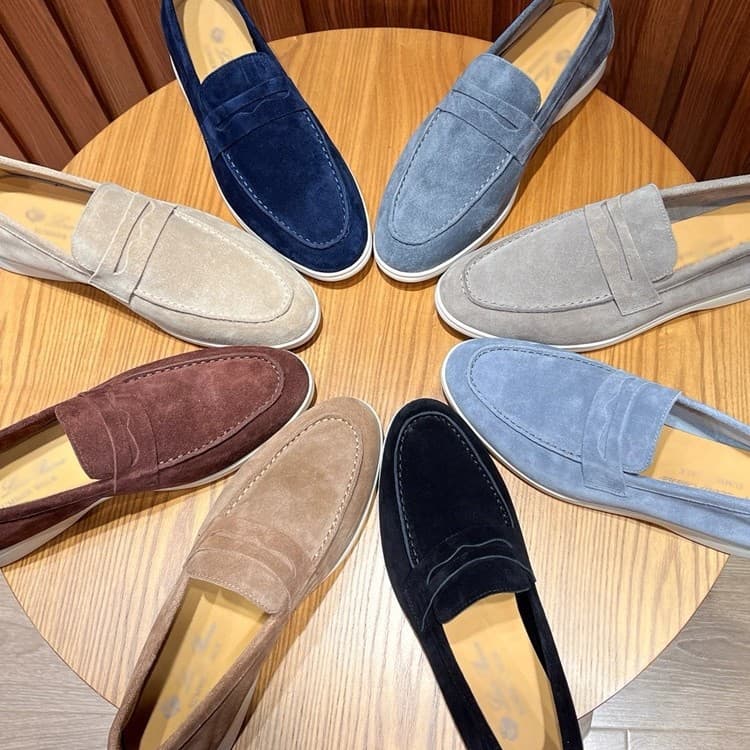 2026 British Style Men's Genuine Leather Loafers Breathable Leather Shoes Business Commuter Casual Low-Top