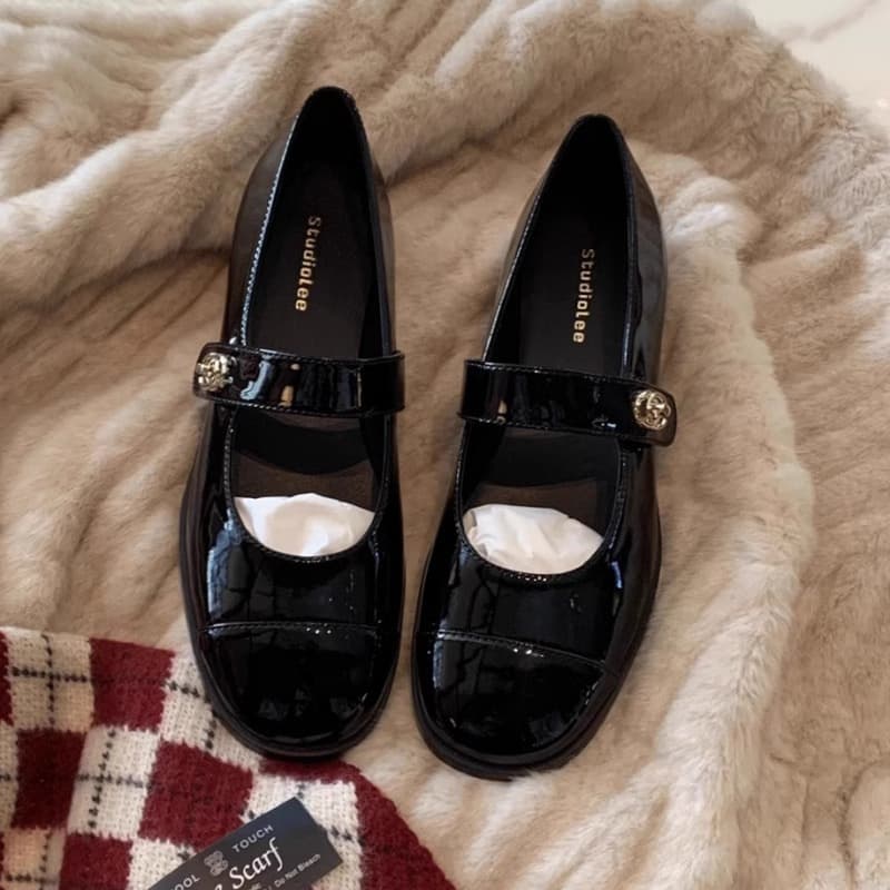 Chanel-style Mary Jane Shoes for Women, French Single Buckle Spring Flat Shoes, Low-heel Leather Loafers