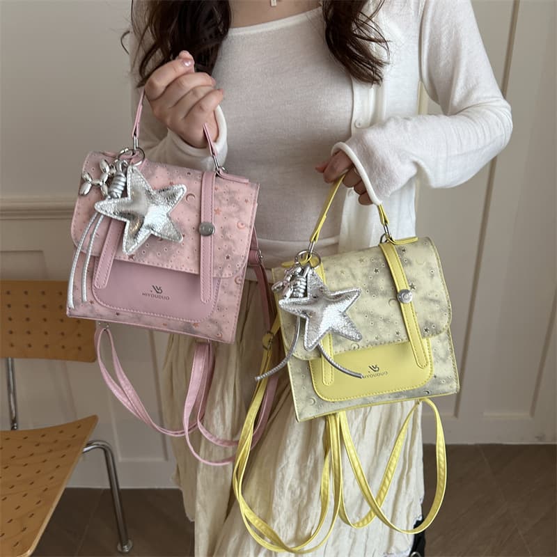 Korean Style Star Backpack for Women 2026 New Fashionable Handbag, Casual Mini Backpack