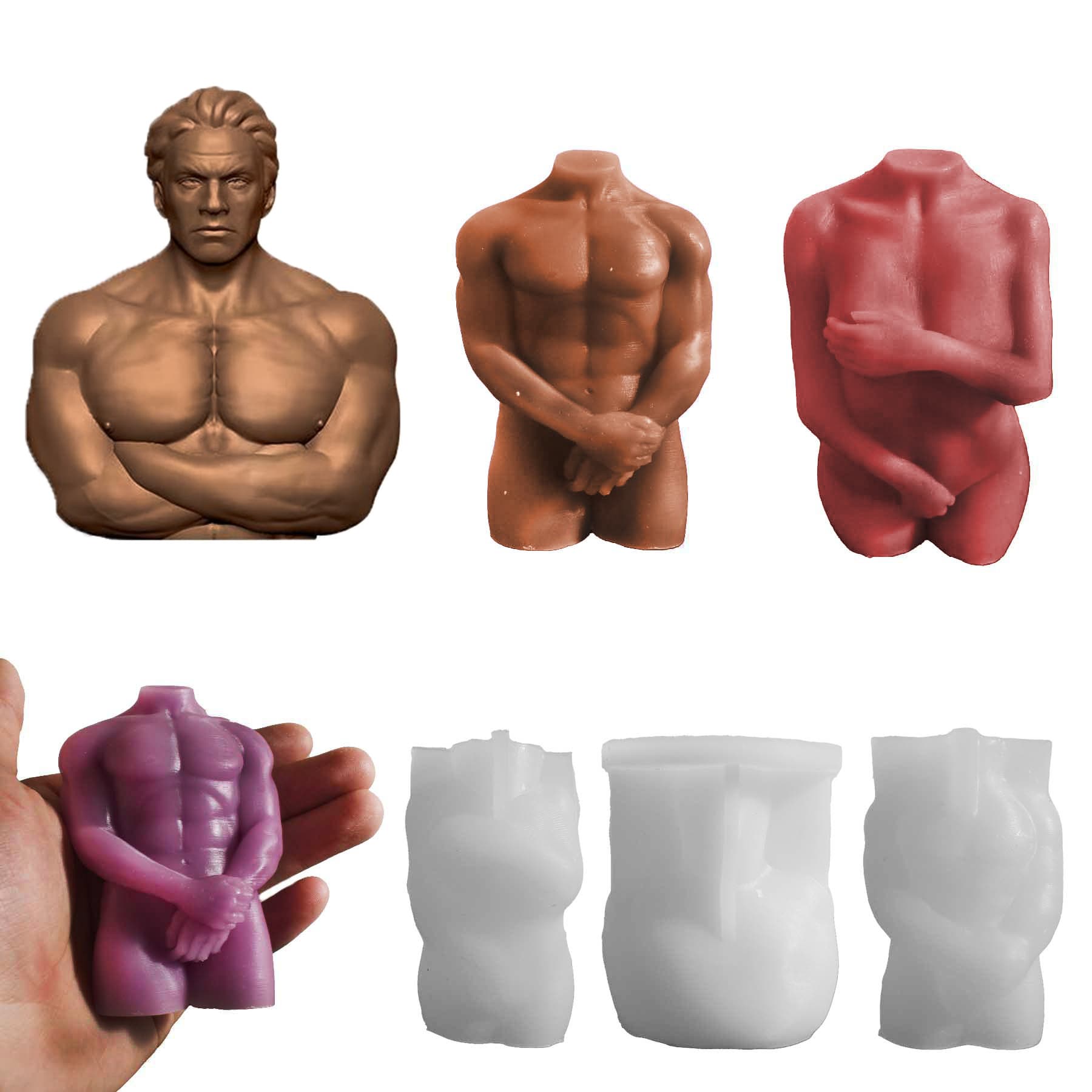 Muscular Man Shy Woman Hand-Holding Man Scented Candle Silicone Mold, Cross-border DIY Sexy Human Body Plaster Ornament