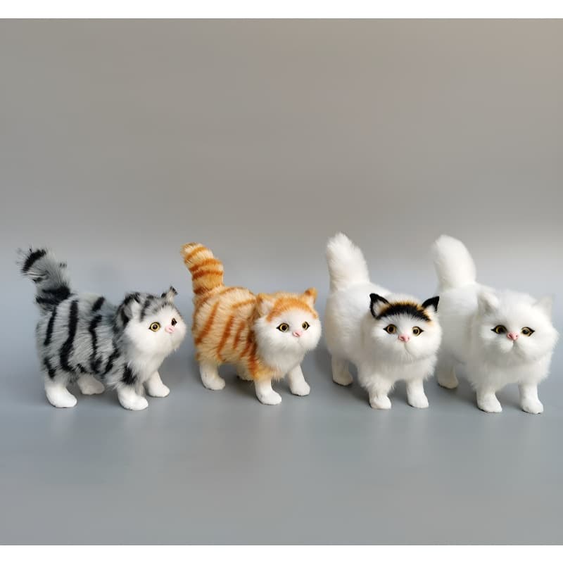 Simulated Gray Cat Ornament, Kitty Decoration, Floral Cat Craft Toy, Persian Cat Window Ornament