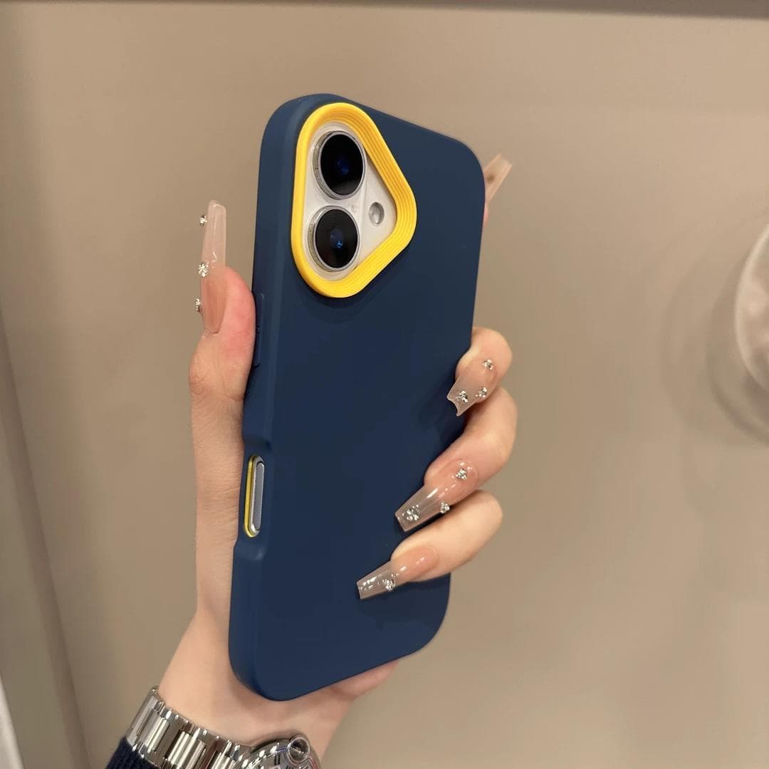 Contrast color lens skin feeling three-in-one for Apple 16Promax phone case IP15 large hole violent IP16