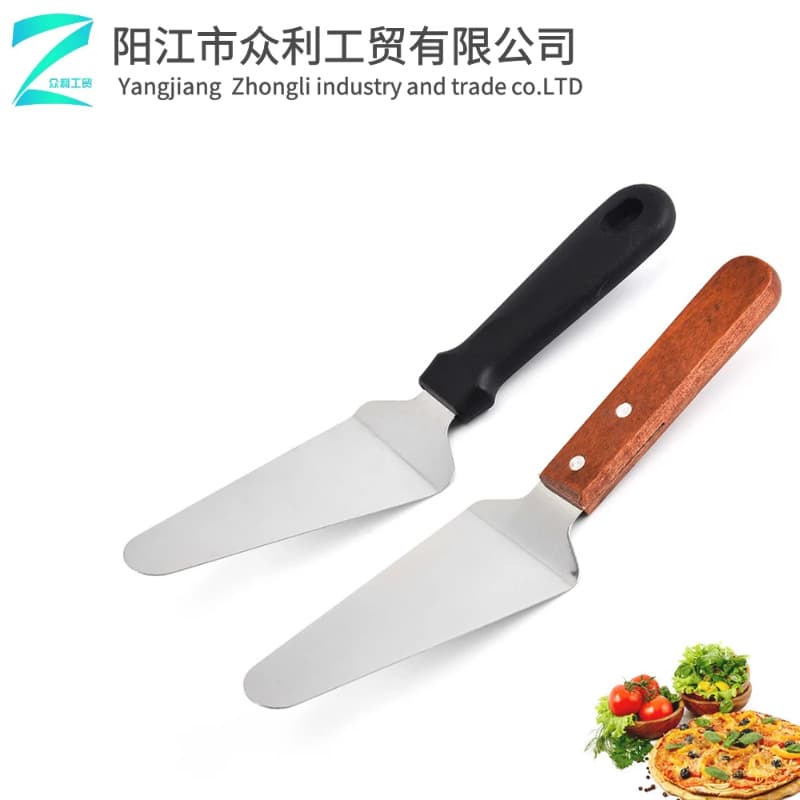 Factory Direct Wood Handle Stainless Steel Cake Slice, Cake Knife, Pancake Triangle Pizza Peel, Heat-resistant Kitchen Baking Utensils