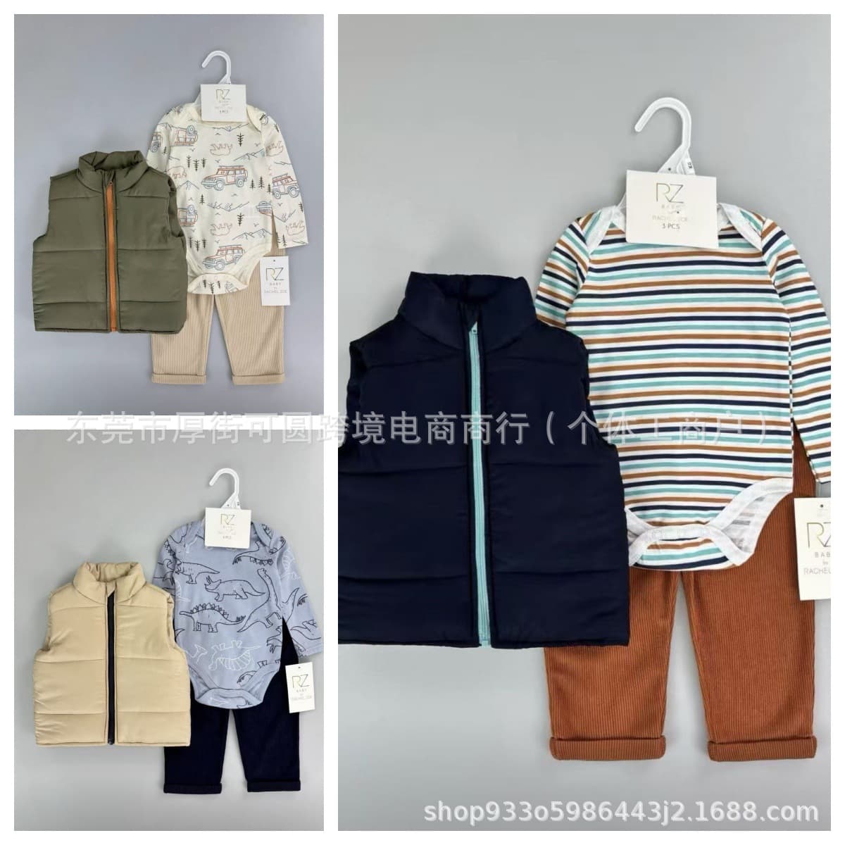 Foreign Trade Carter Children's Vest Jacket Bodysuit Baby Boys Girls Long Sleeve Romper Pants 3-Piece Set