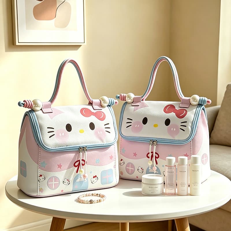 Anime Cosmetic Bag Waterproof Large Capacity PU
