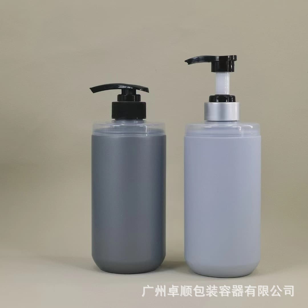 Zhuoshun 500/750ml PE material OR same product shampoo and shower gel pump bottle hotel toiletries packaging material repackaging