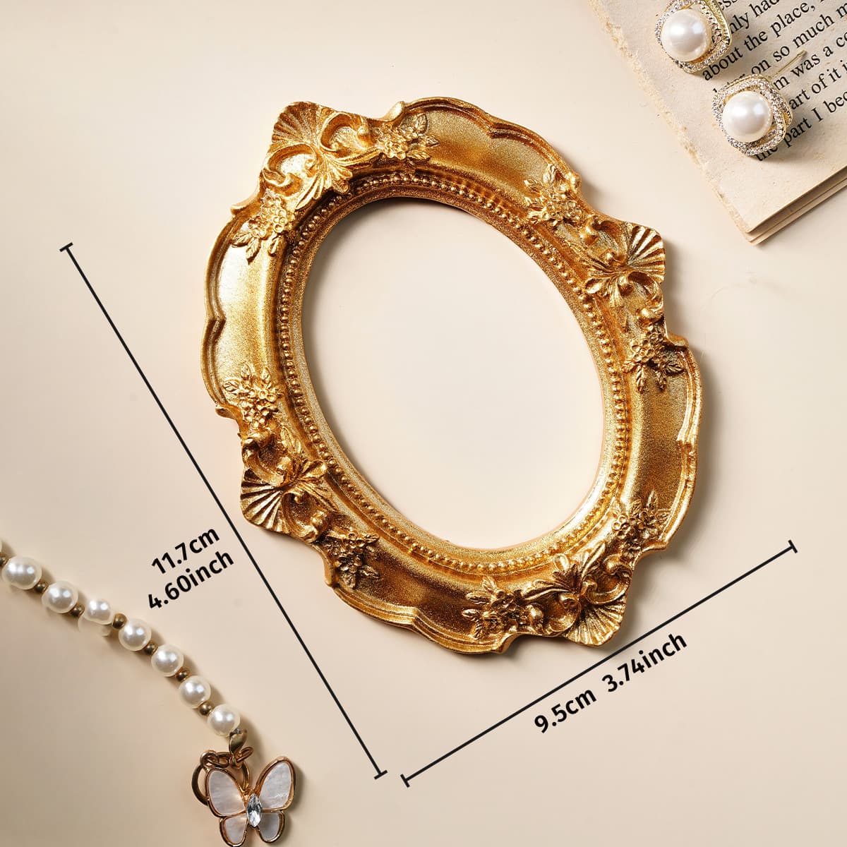 European-style 3D vintage gold patterned prop frame decoration, suitable for photography and atmosphere props
