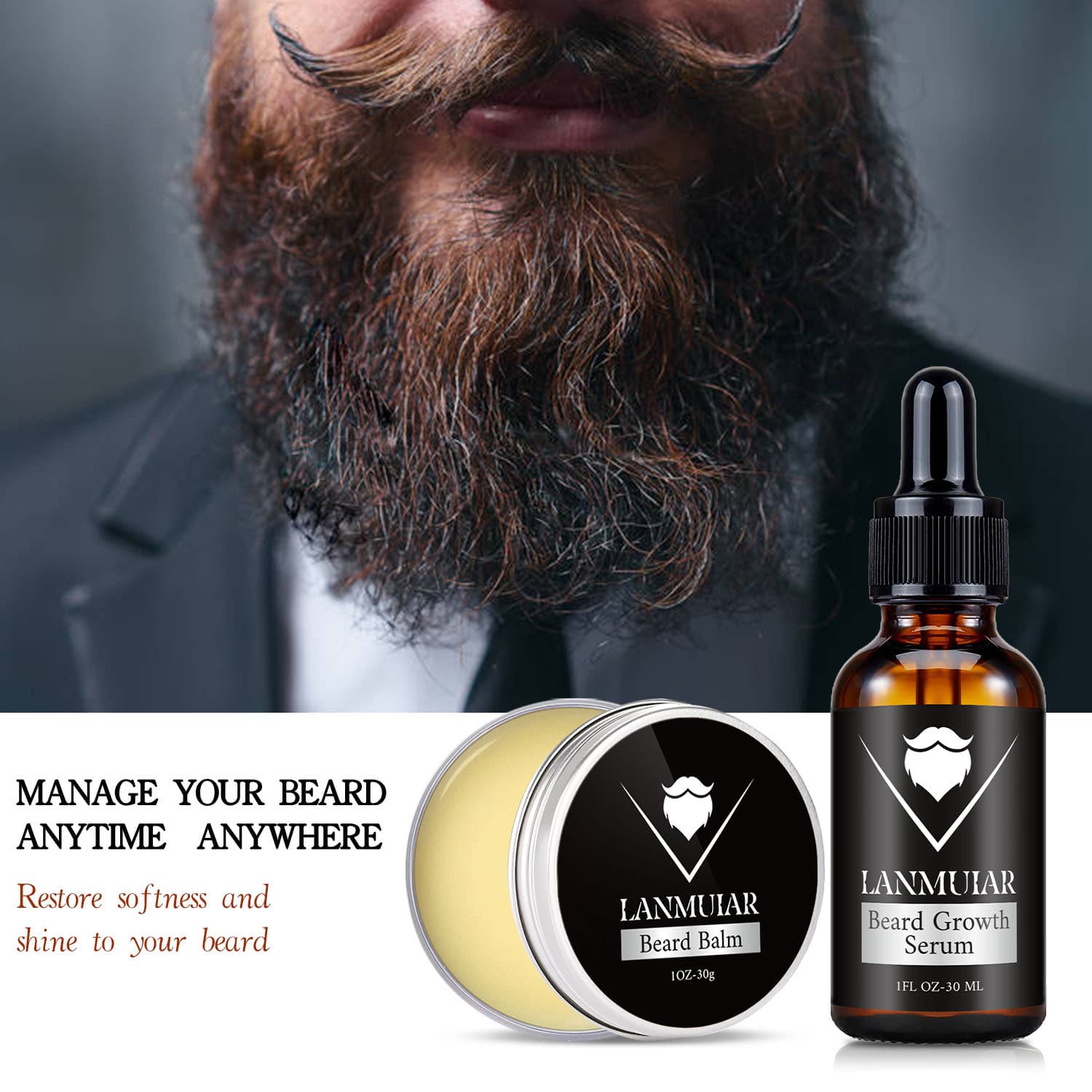 Men's 30ml Beard Oil Facial Hair Care Smooth Shiny Beard Nourishing Essential Oil Softening Treatment Hair Care Products