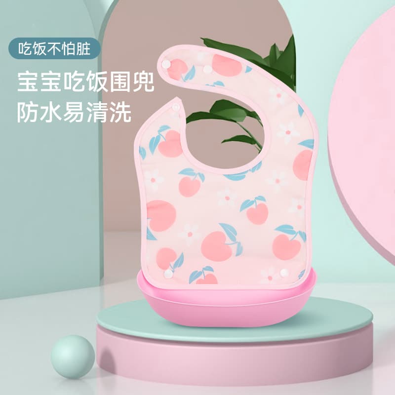 Baby Feeding Bib EVA Waterproof Detachable Bib Children Bib Drool Bib Wipe-Clean Feeding Bib