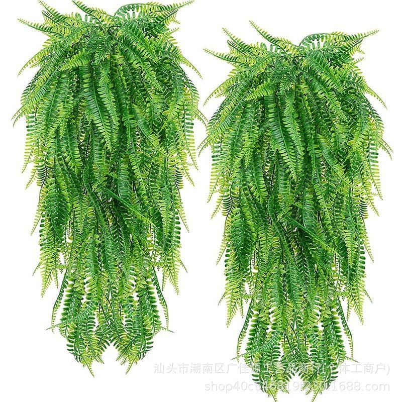 Cross-border simulated 5-forked Persian grass simulated wall hanging, artificial plant Boston fern fake vine hanging decoration green