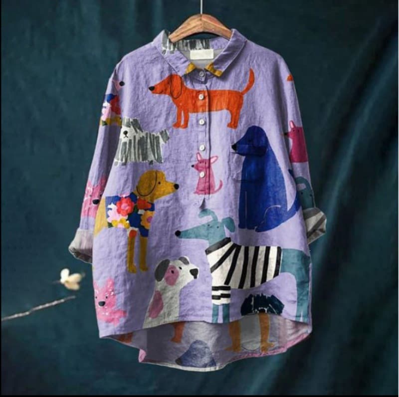 New Independent Station Women's Casual Long Sleeve Shirt with Animal Print Hawaiian Long Sleeve Shirt
