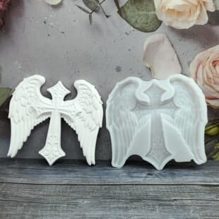 X1493 Winged Cross Wall Hanging Decorative Cement Plaster Mold DIY Silicone Mold